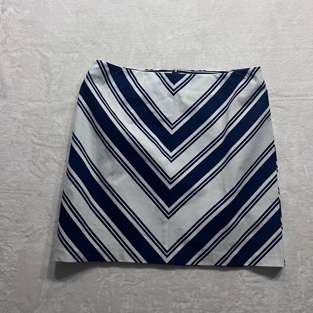 Talbots Womens Navy Blue White Chevron Stripe A-Line Skirt‎ NWT Size 16 Nautical